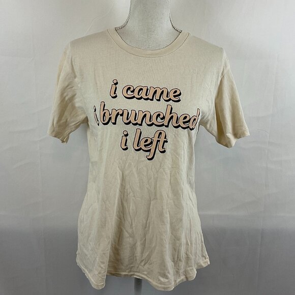 Wildfox Graphic T-Shirt M Cream I Came I Brunched I Left Salt Short Sleeve New - Picture 1 of 11